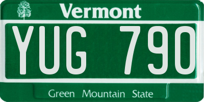 VT license plate YUG790