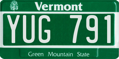 VT license plate YUG791