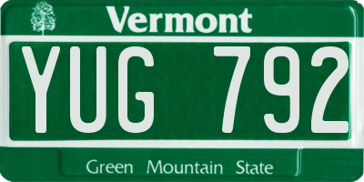 VT license plate YUG792