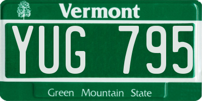 VT license plate YUG795