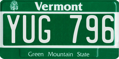 VT license plate YUG796