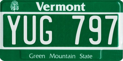 VT license plate YUG797