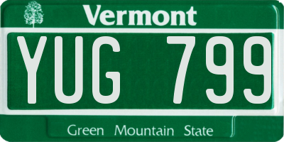 VT license plate YUG799