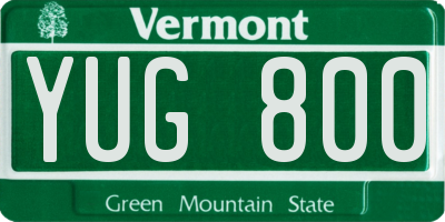 VT license plate YUG800