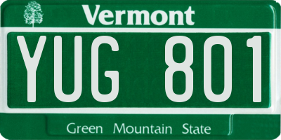 VT license plate YUG801
