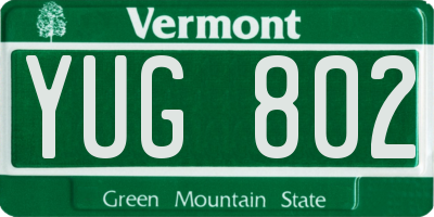 VT license plate YUG802