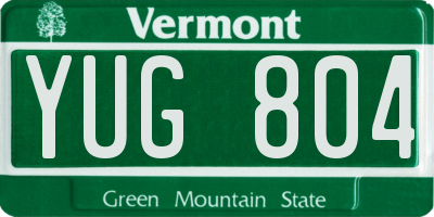 VT license plate YUG804
