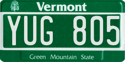 VT license plate YUG805