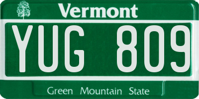 VT license plate YUG809