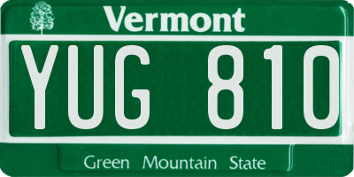 VT license plate YUG810