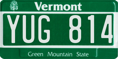 VT license plate YUG814
