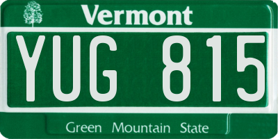VT license plate YUG815