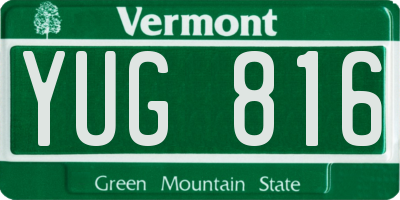 VT license plate YUG816