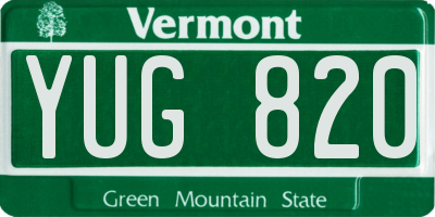 VT license plate YUG820
