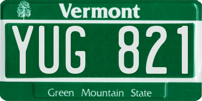 VT license plate YUG821