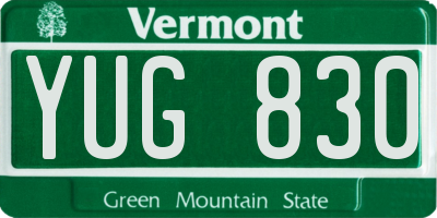 VT license plate YUG830