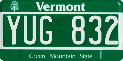 VT license plate YUG832