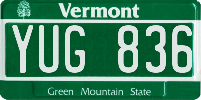 VT license plate YUG836
