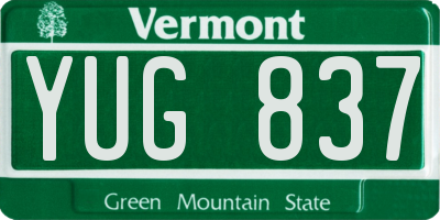 VT license plate YUG837