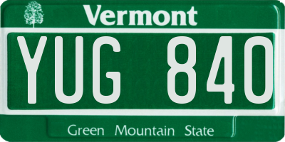 VT license plate YUG840