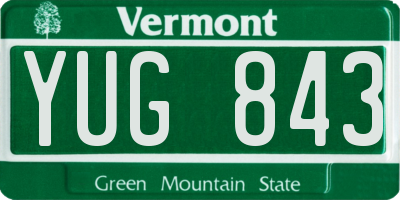 VT license plate YUG843