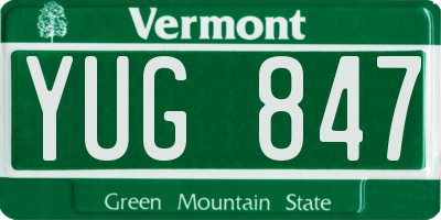 VT license plate YUG847