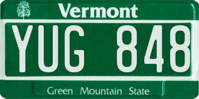 VT license plate YUG848