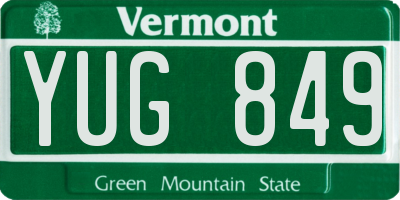 VT license plate YUG849