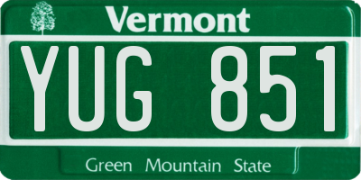 VT license plate YUG851
