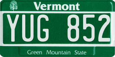 VT license plate YUG852