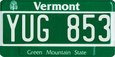 VT license plate YUG853