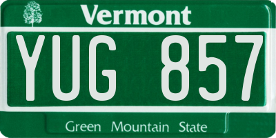 VT license plate YUG857