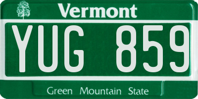 VT license plate YUG859