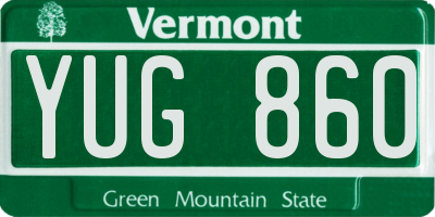 VT license plate YUG860