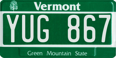 VT license plate YUG867