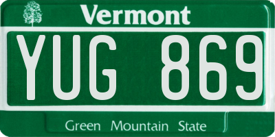 VT license plate YUG869