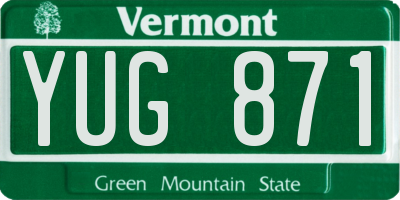 VT license plate YUG871