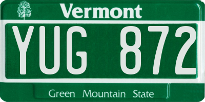 VT license plate YUG872