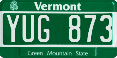 VT license plate YUG873