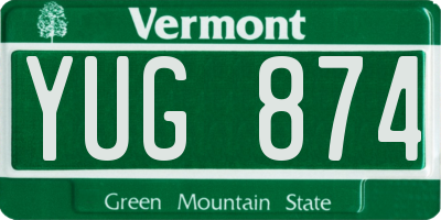 VT license plate YUG874