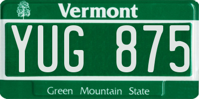VT license plate YUG875