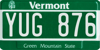 VT license plate YUG876