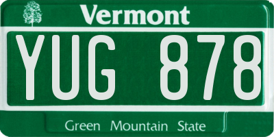 VT license plate YUG878