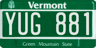 VT license plate YUG881