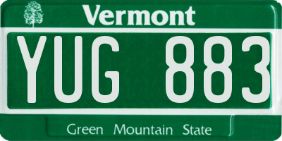 VT license plate YUG883