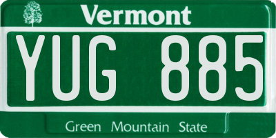VT license plate YUG885