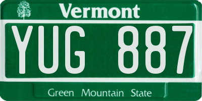 VT license plate YUG887