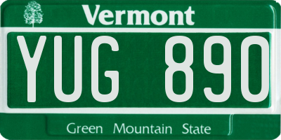 VT license plate YUG890