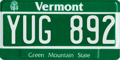 VT license plate YUG892