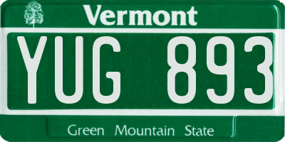 VT license plate YUG893